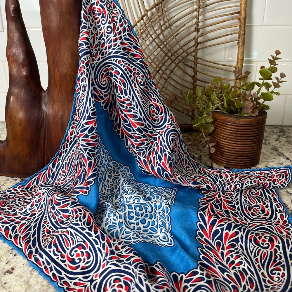 Silk Blue Paisley Bandana